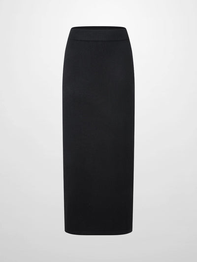 Side Zipper Straight Maxi Skirt-Black