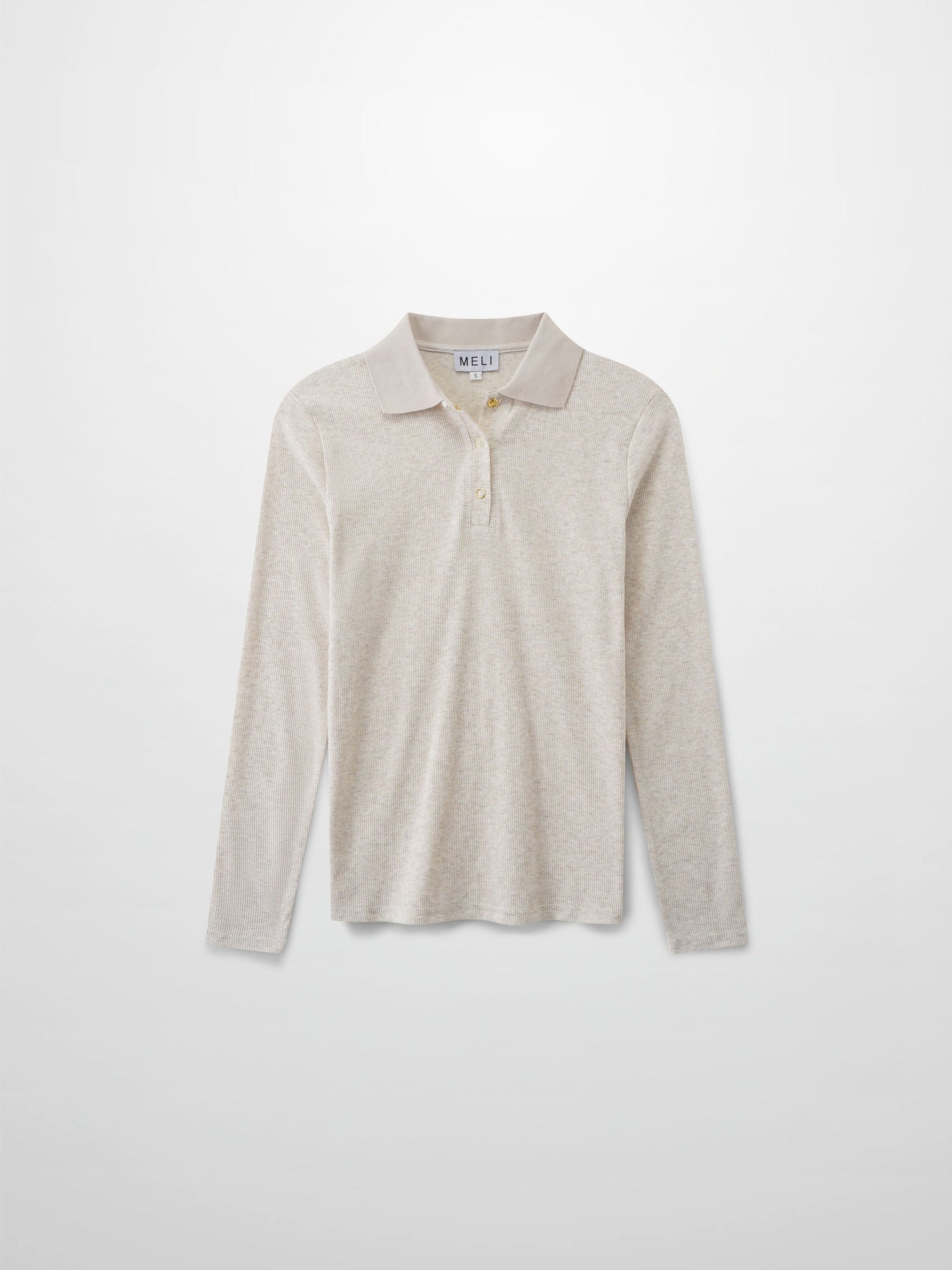 Ribbed Collar T-Shirt-Tan