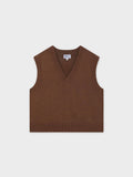 V-Neck Knit Vest-Chestnut