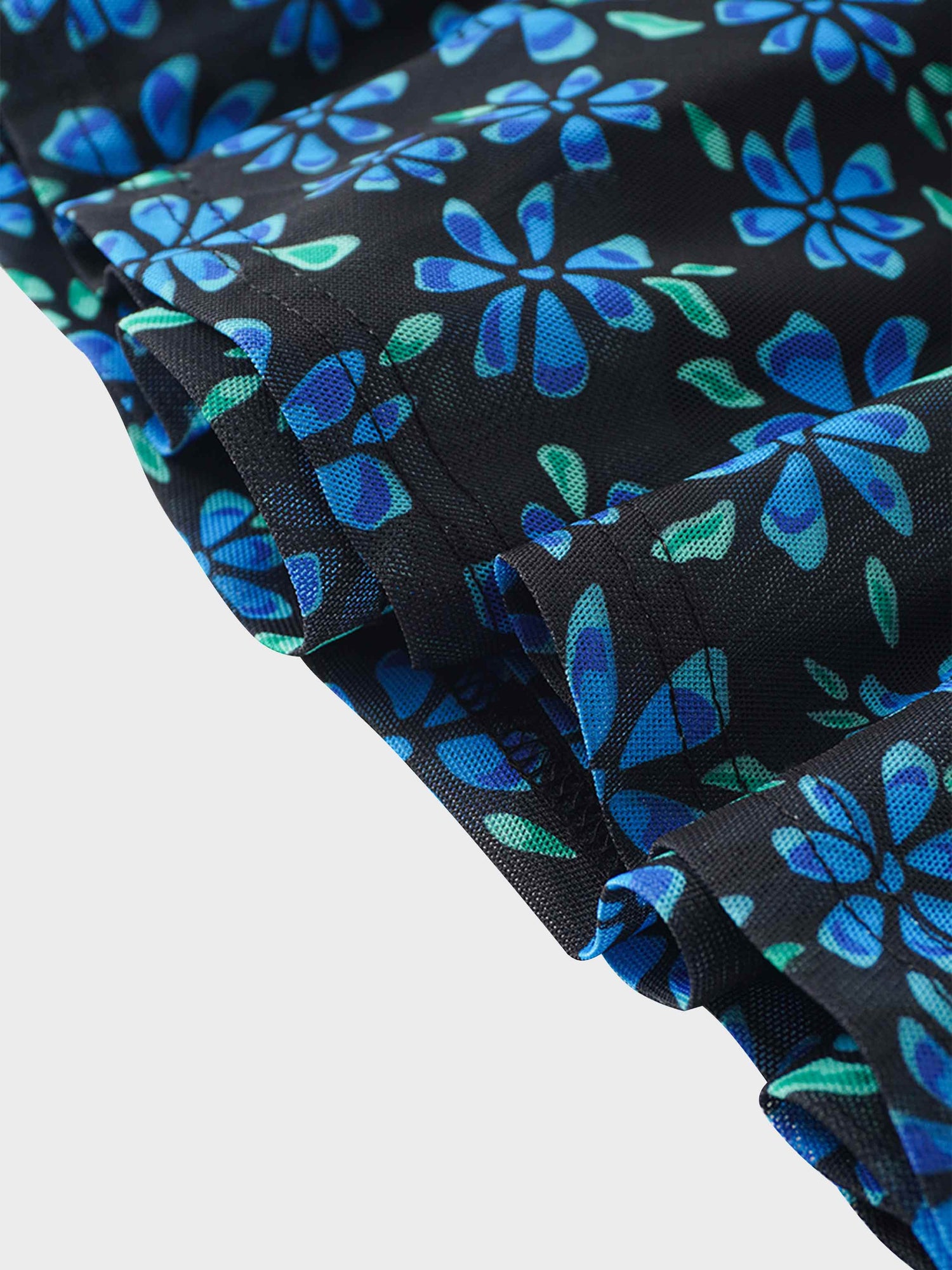 Mesh Trumpet Skirt-Blue Floral