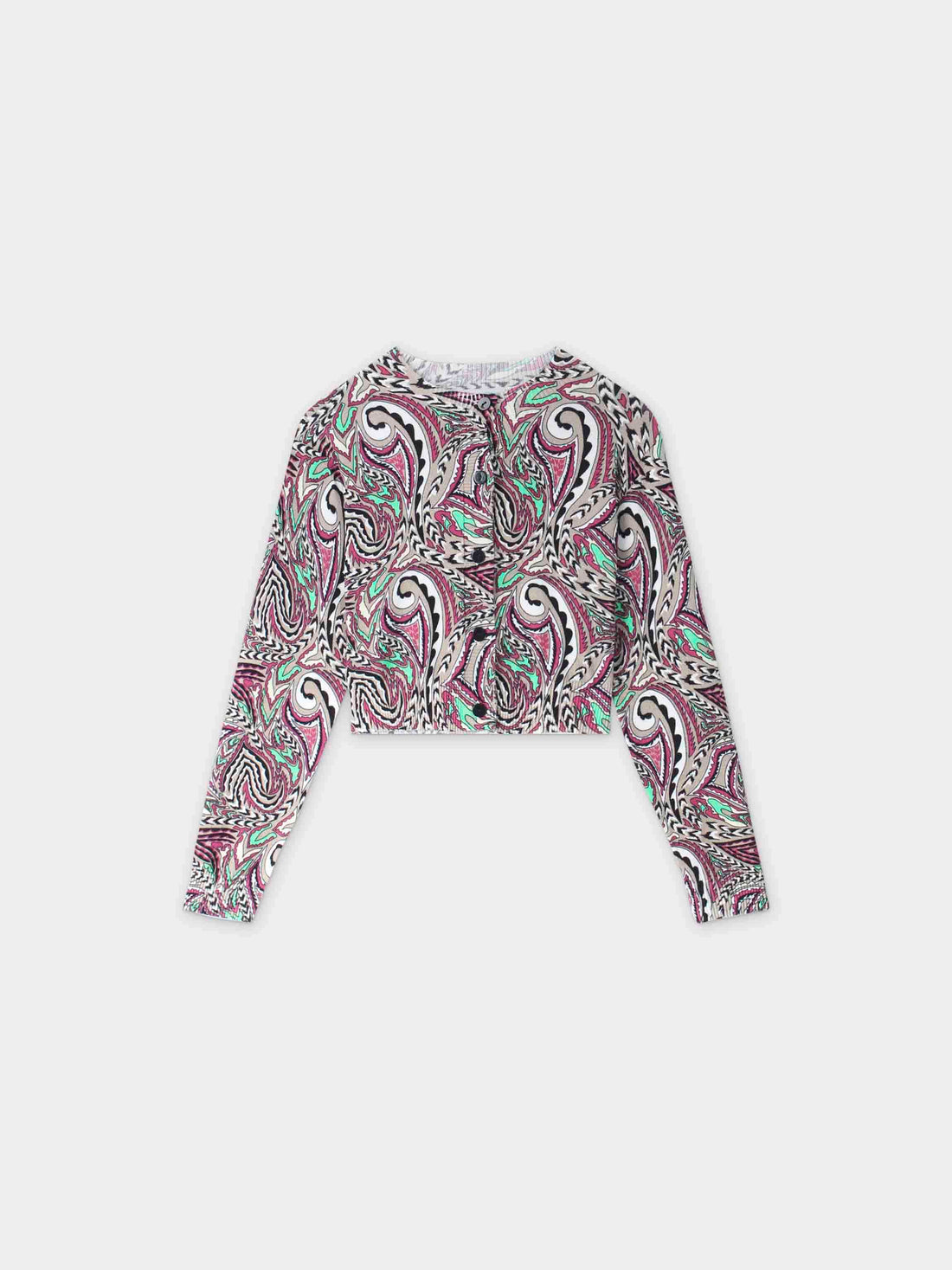 Printed Cardigan-Fuchsia Paisley