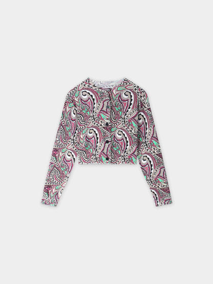 Printed Cardigan-Fuchsia Paisley