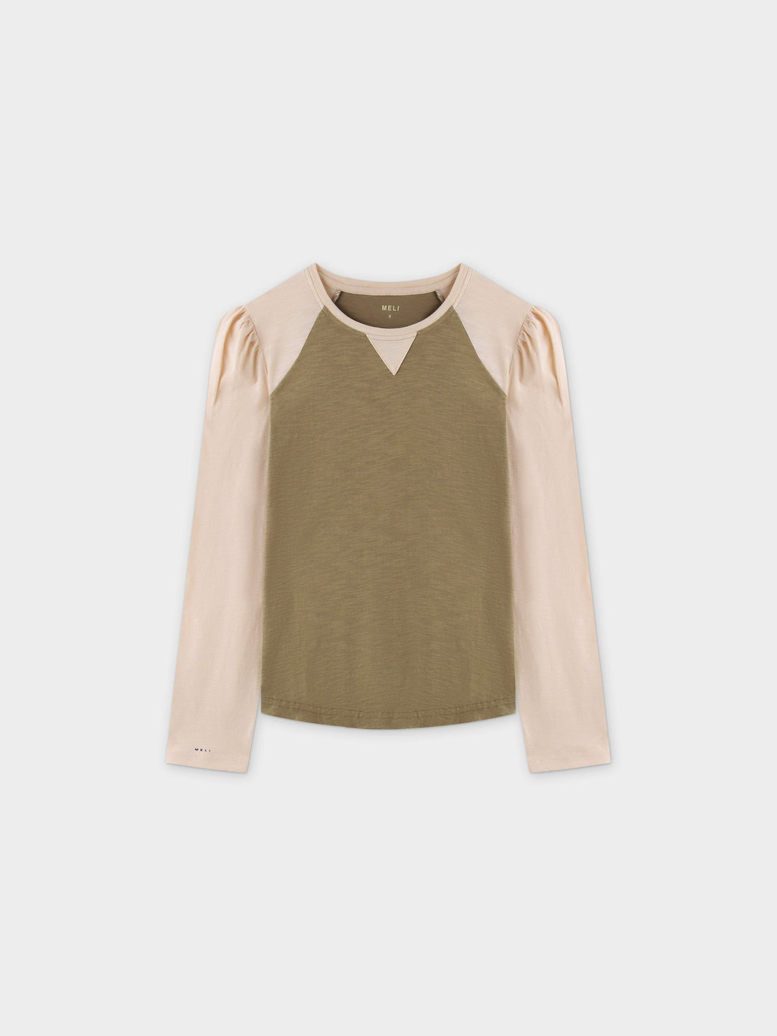 Two Tone Baseball Tee-Olive/Vanilla