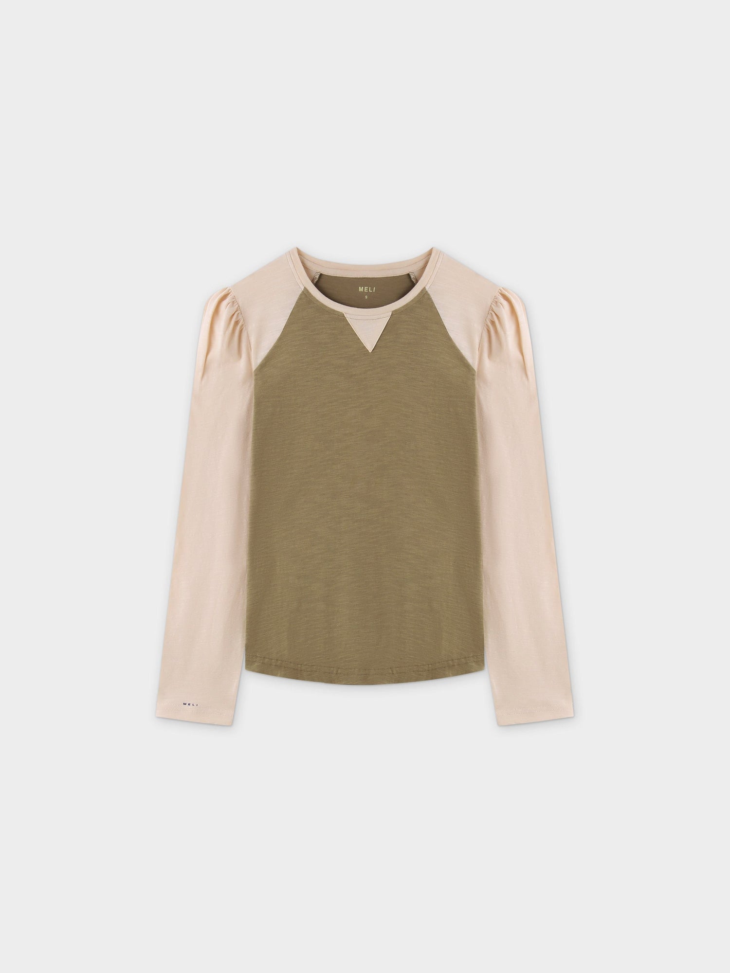 Two Tone Baseball Tee-Olive/Vanilla