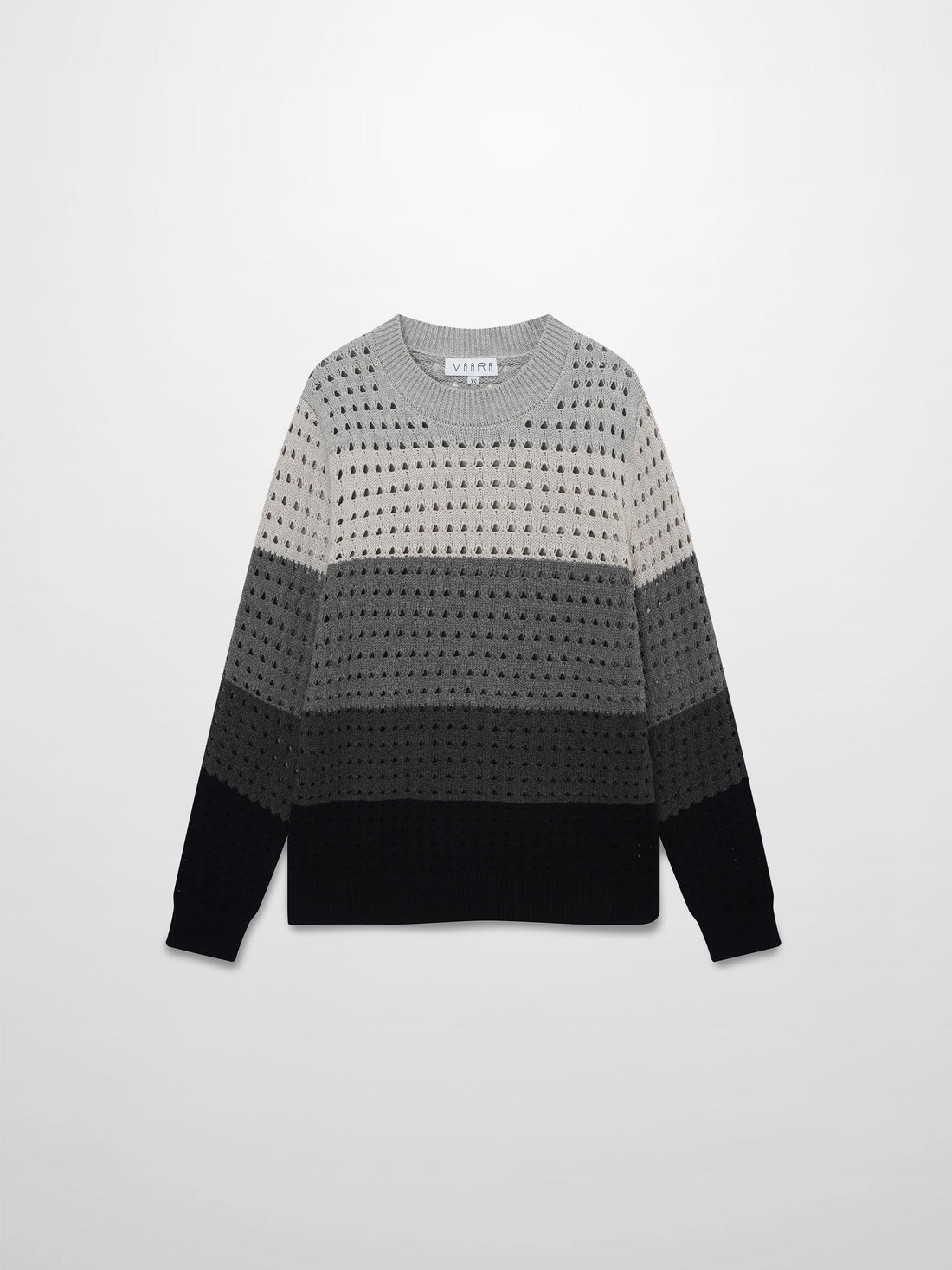 Striped Crochet Sweater-Grey