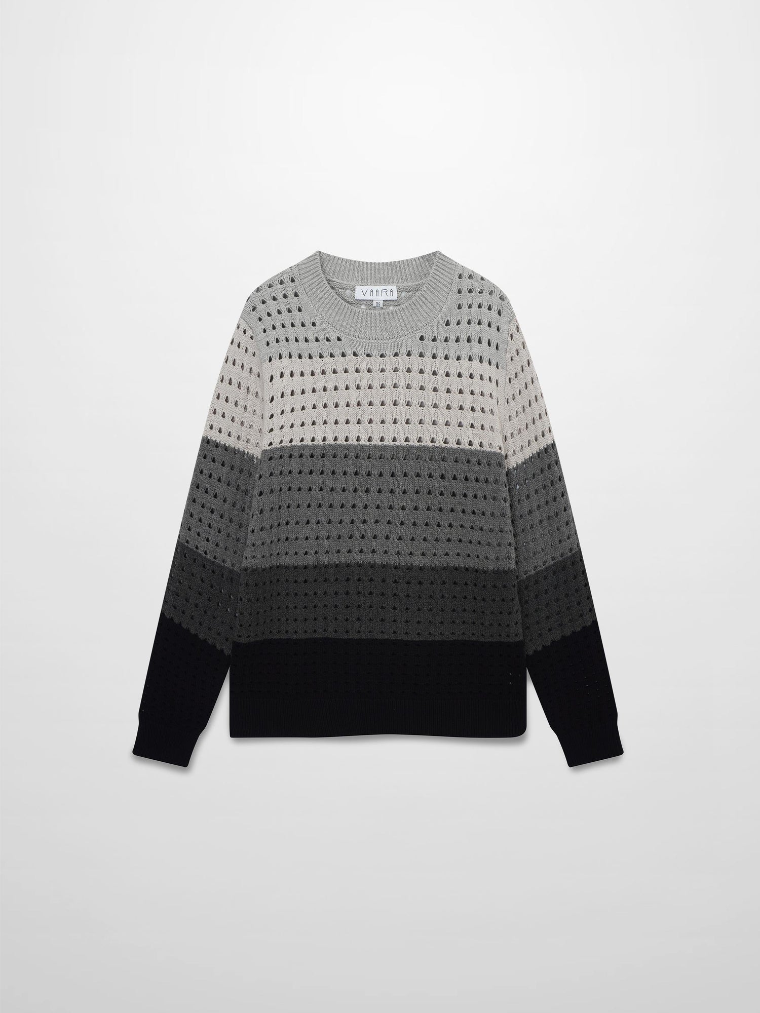 Striped Crochet Sweater-Grey