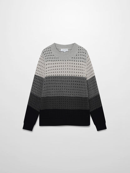 Striped Crochet Sweater-Grey