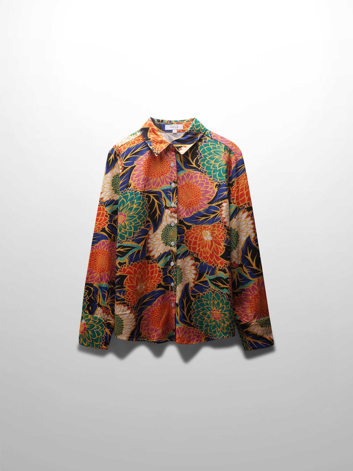 Printed Linen Blend Blouse-Happy Garden