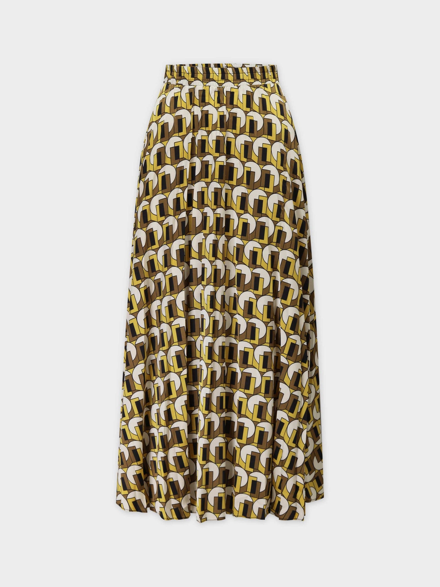 Covered Band Pleated Skirt 37&quot;-Gold Geometric