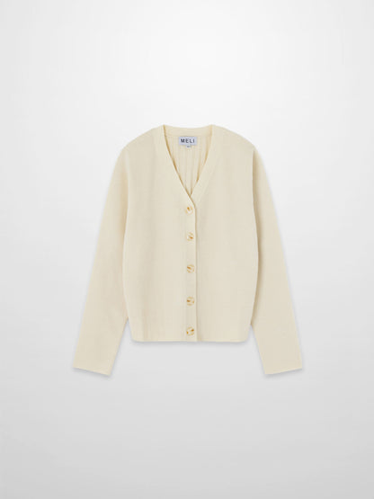 Back Wide Ribbed Cardigan Sweater-Ivory
