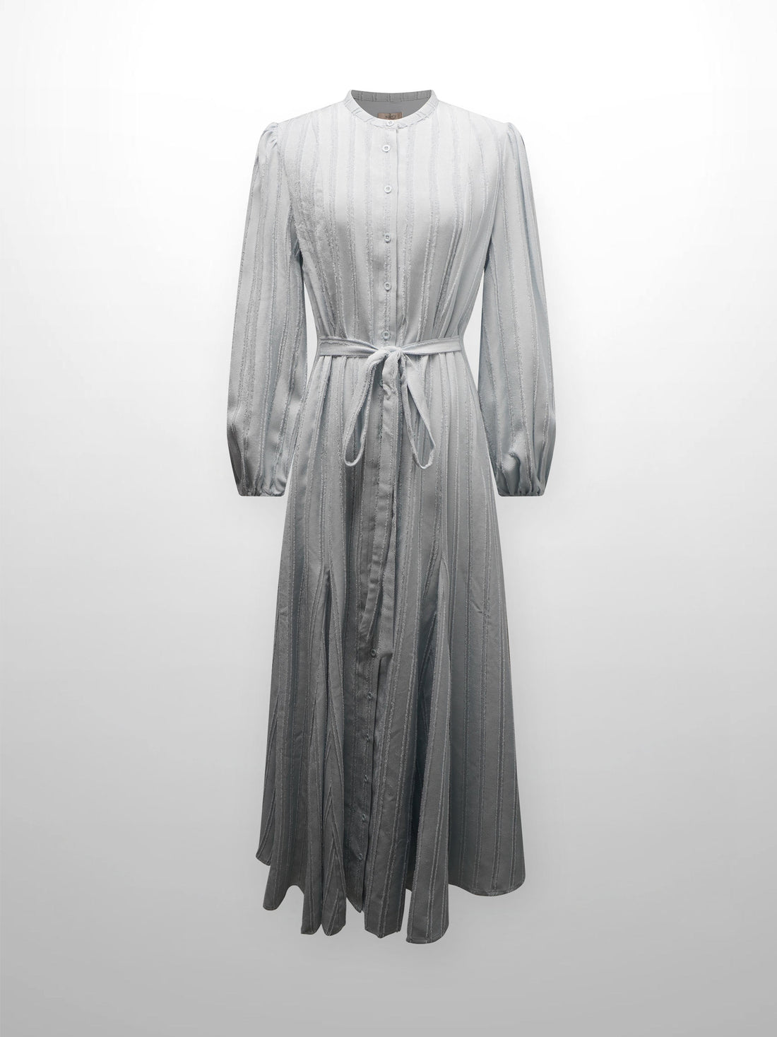 A Line Shirtdress-Fringe Stripe Light Blue