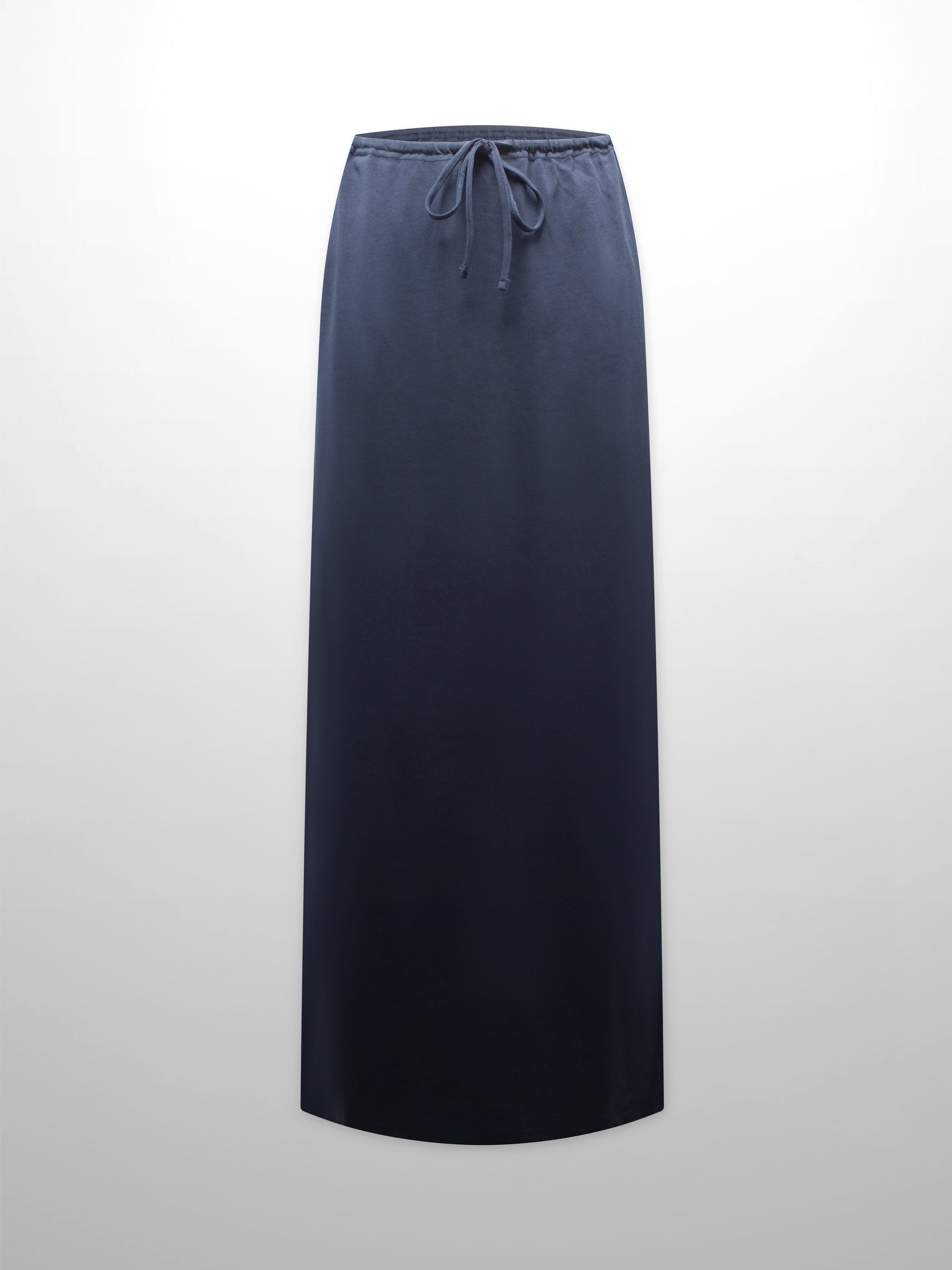 Straight Maxi Drawstring T-Shirt Skirt-Navy