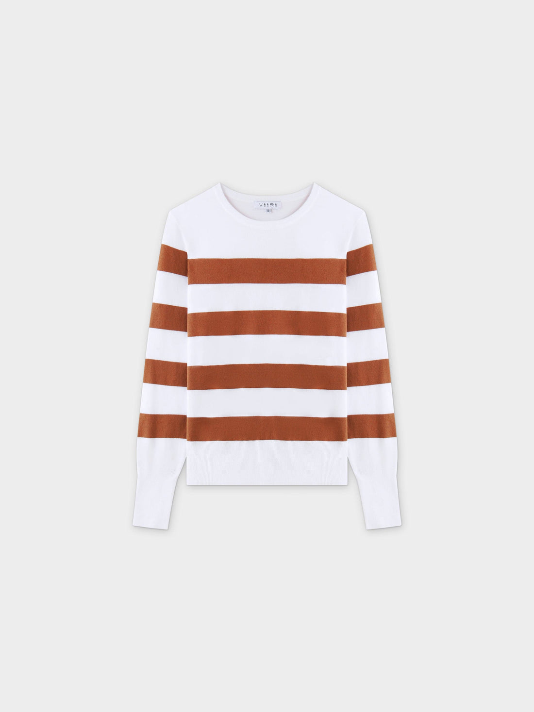 Striped Cotton Sweater-Brown