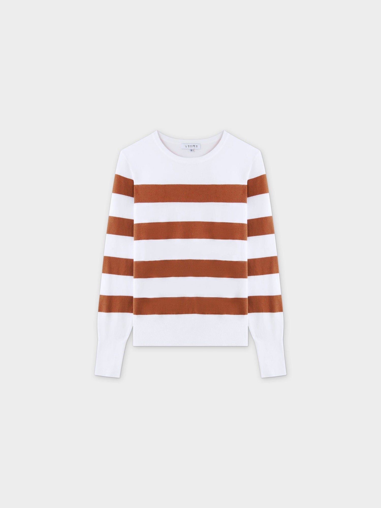 Striped Cotton Sweater-Brown