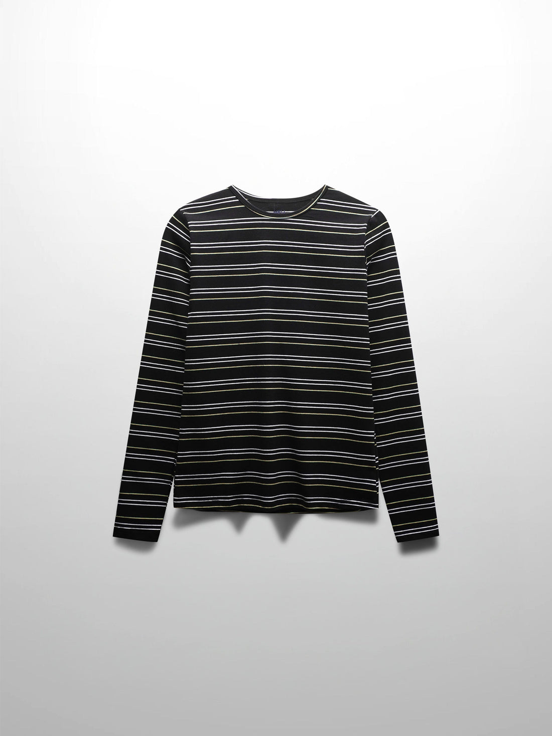 Flat Striped Crew Long Sleeve-Black/White/Green