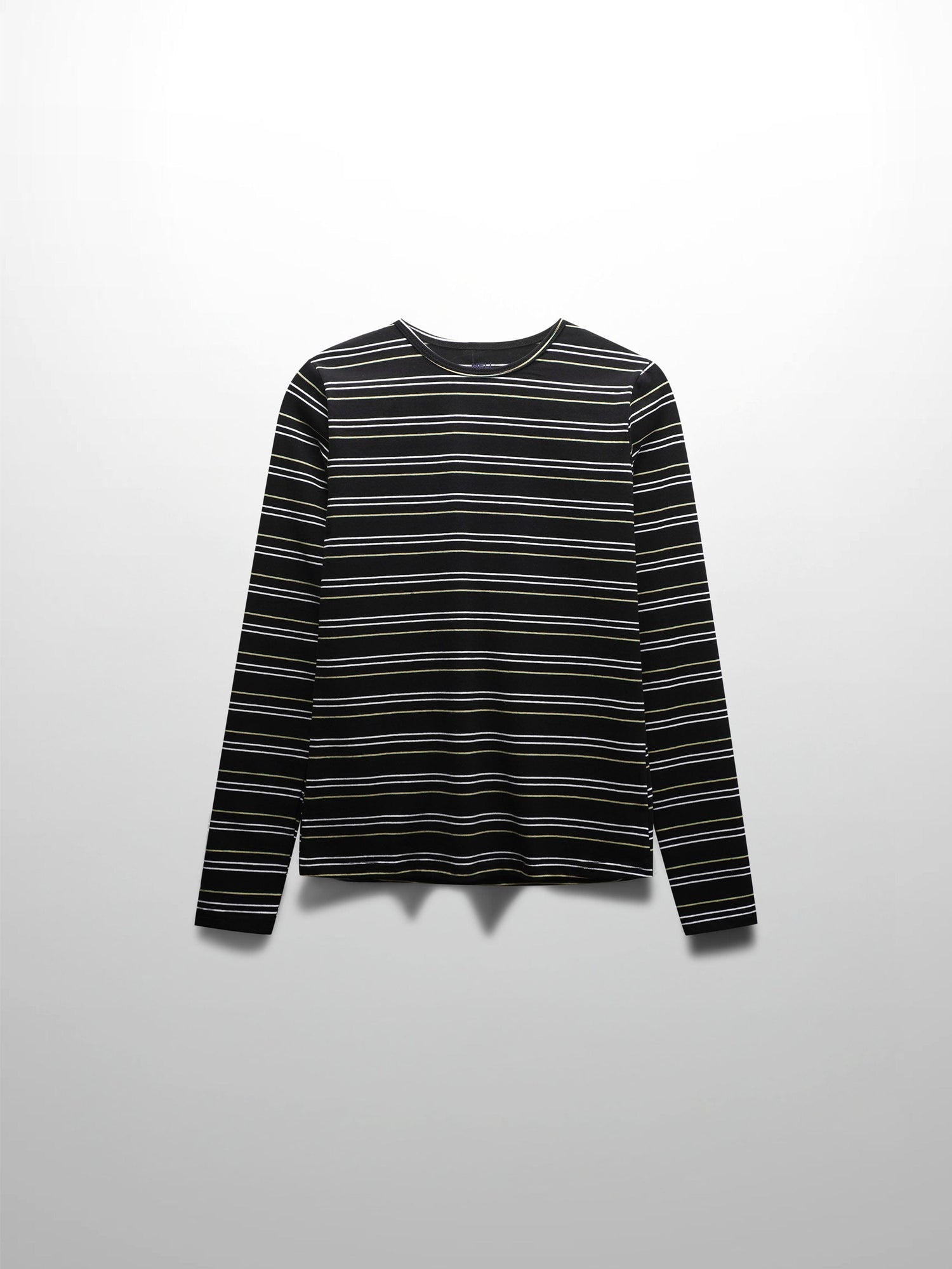 Flat Striped Crew Long Sleeve-Black/White/Green