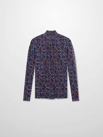 Mesh Mock Neck Top-Lilac Flower
