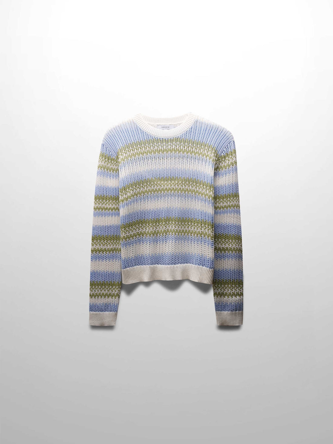 Mesh Striped Sweater-Light Blue/Lime Green