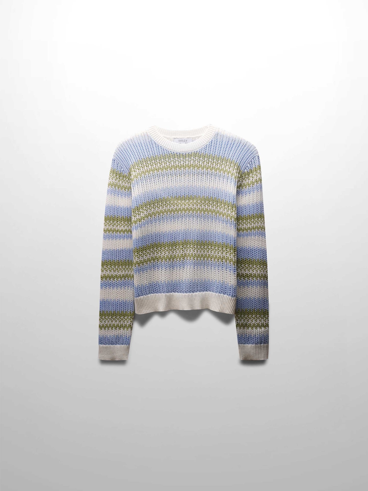Mesh Striped Sweater-Light Blue/Lime Green