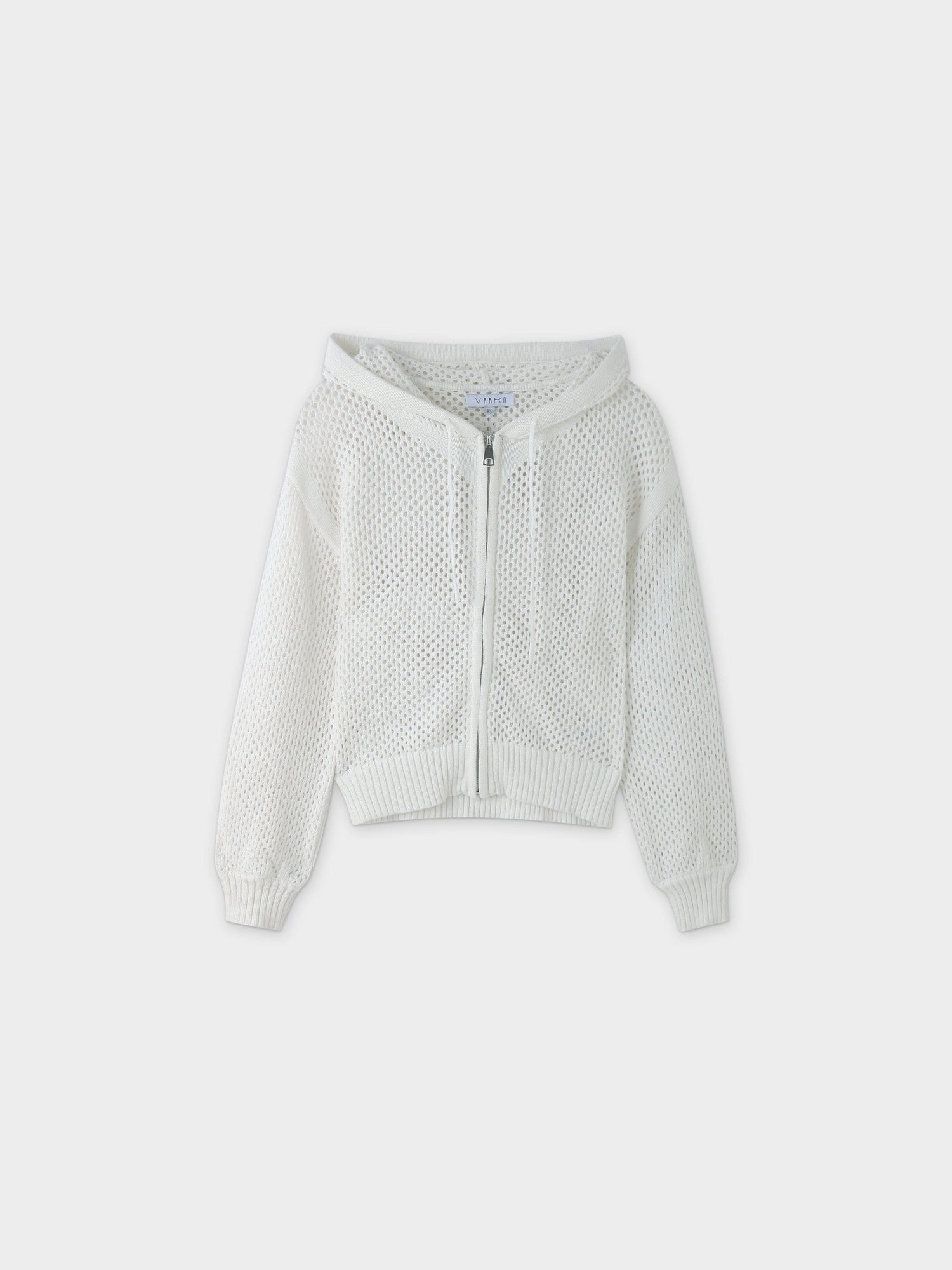 Zip Up Crochet Hoodie-White