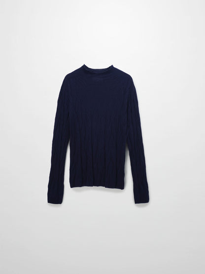 Leaf Design Turtleneck-Navy