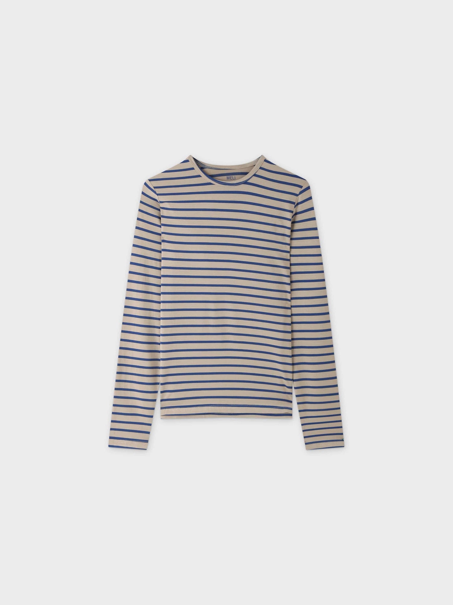 Butter Soft Striped Crew-Tan/Blue