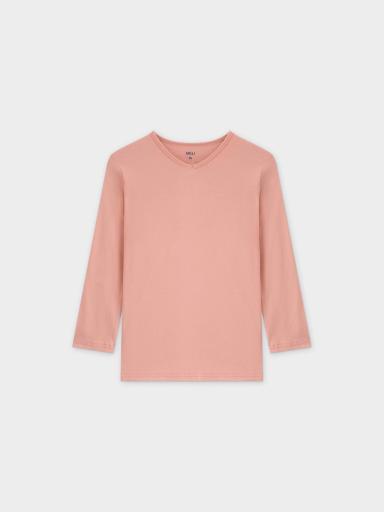 BASIC HIGH V TEE 3Q-PEACH