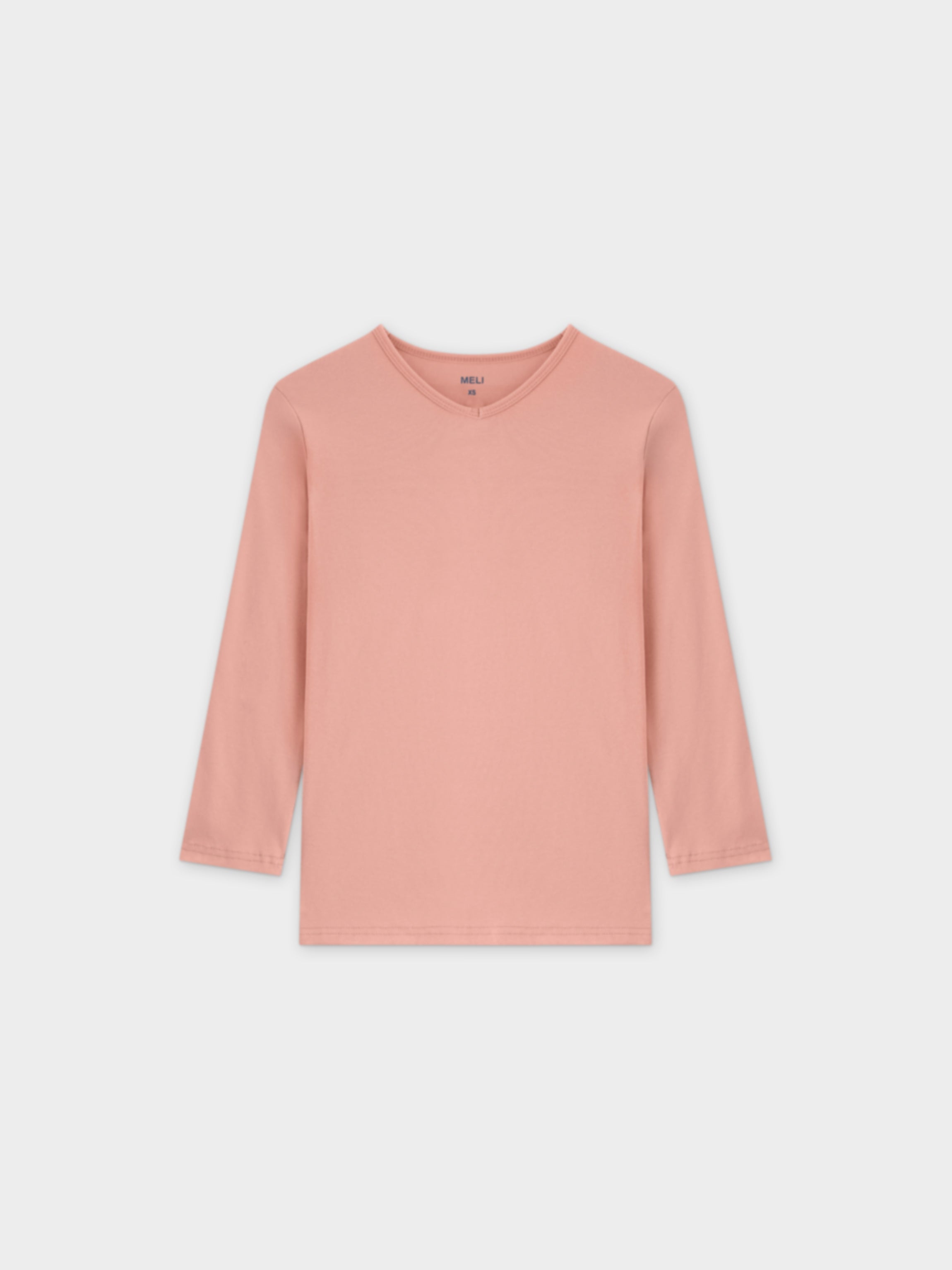 BASIC HIGH V TEE 3Q-PEACH