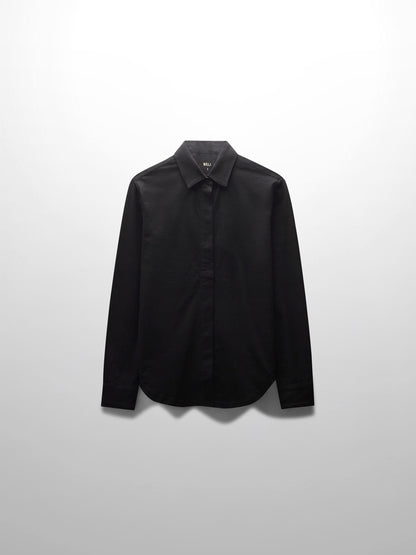 Button Down T-Shirt Blouse-Black