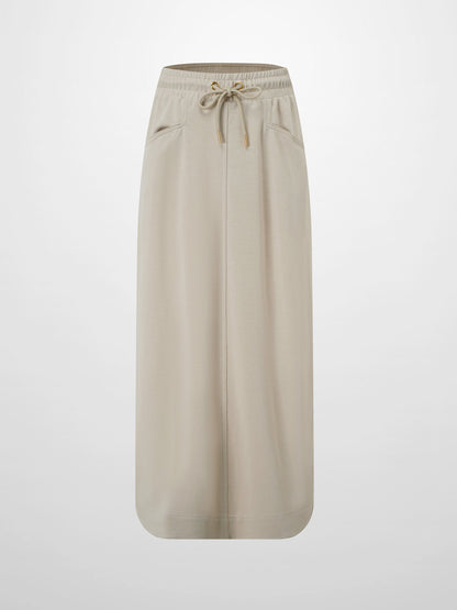 Drawstring Pocket T-Shirt Skirt-Stone