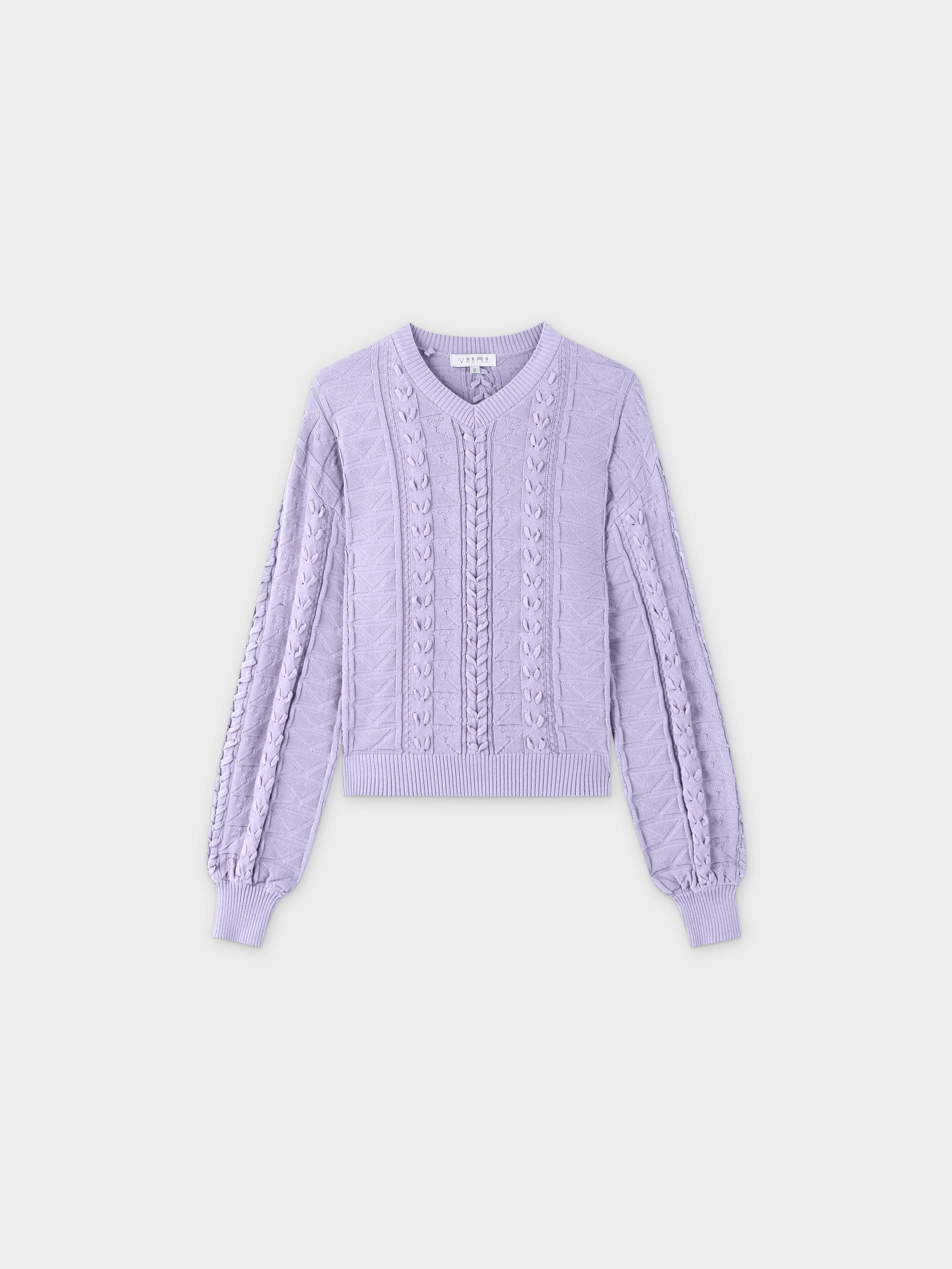 Cross Stitch Sweater-Lavender