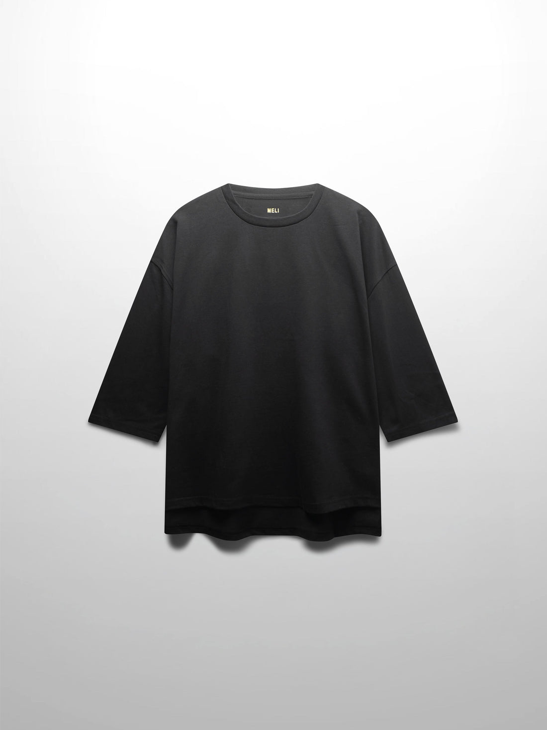 Oversized Boxy 3Q Sleeve Tee-Black