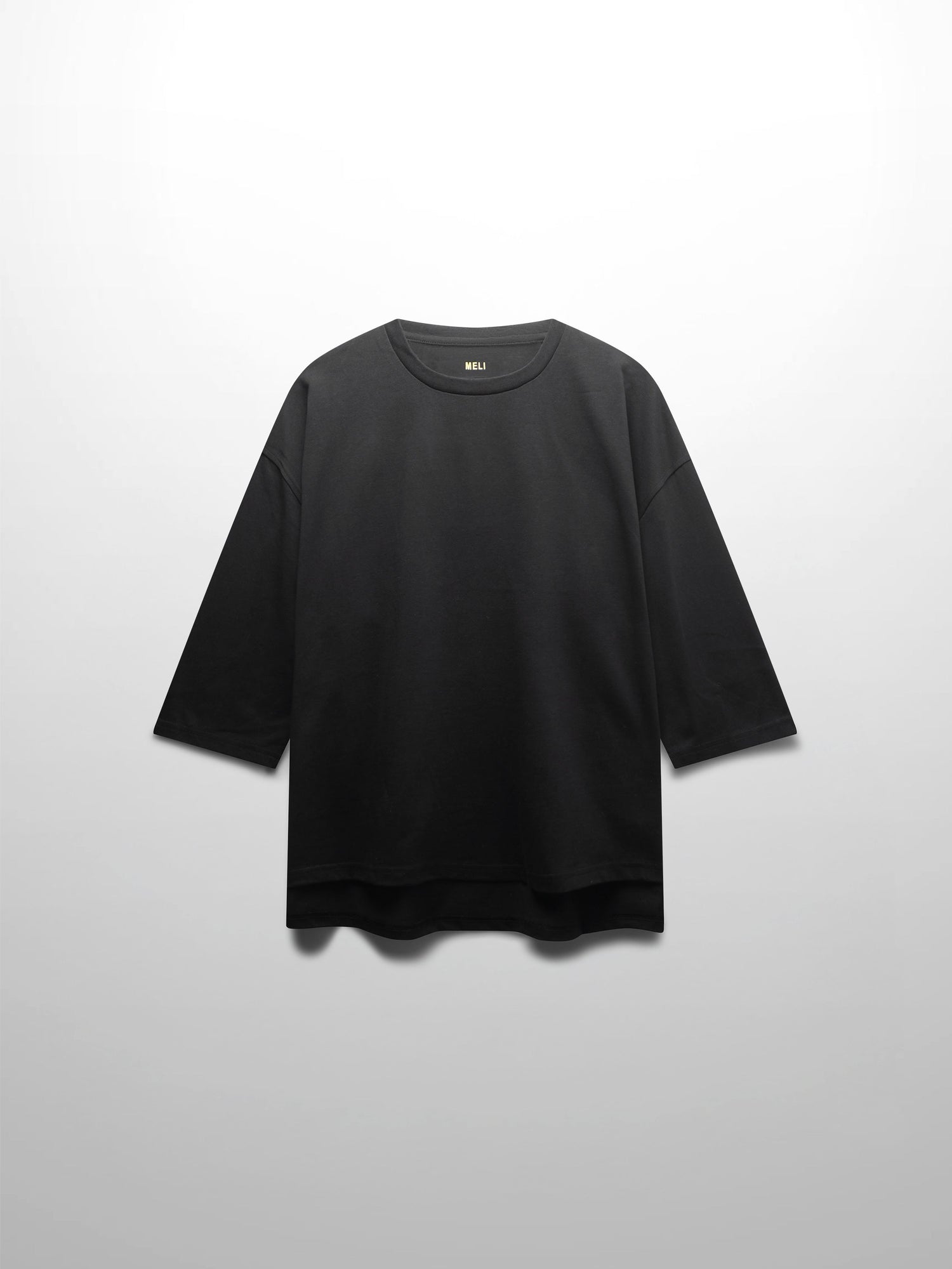 Oversized Boxy 3Q Sleeve Tee-Black