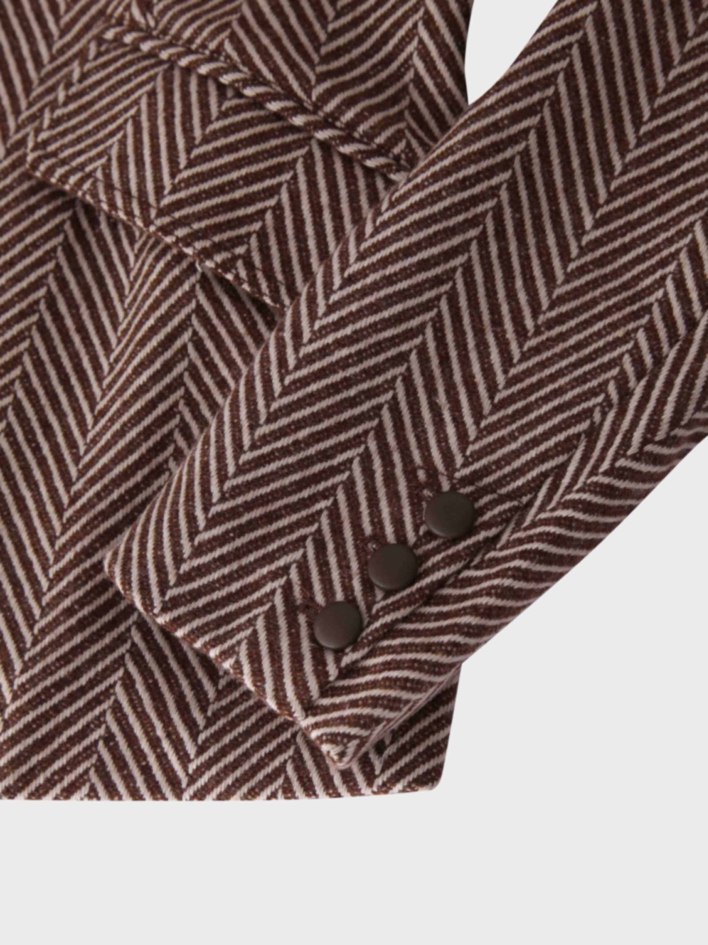 Fitted Blazer-Brown/Cream