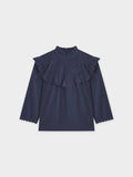 Eyelet Trimmed Blouse-Navy