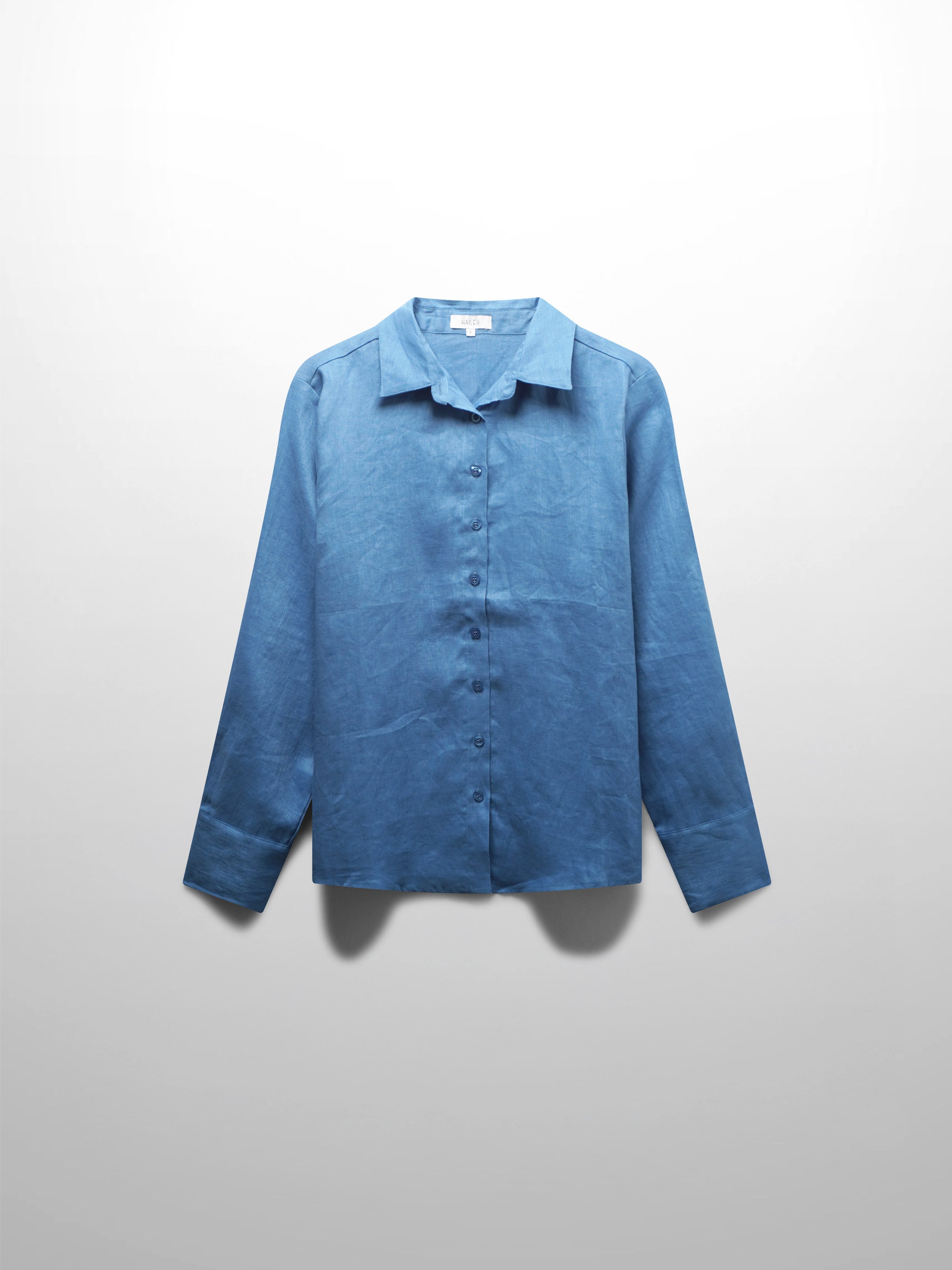 Linen Button Down Blouse-Ocean Blue