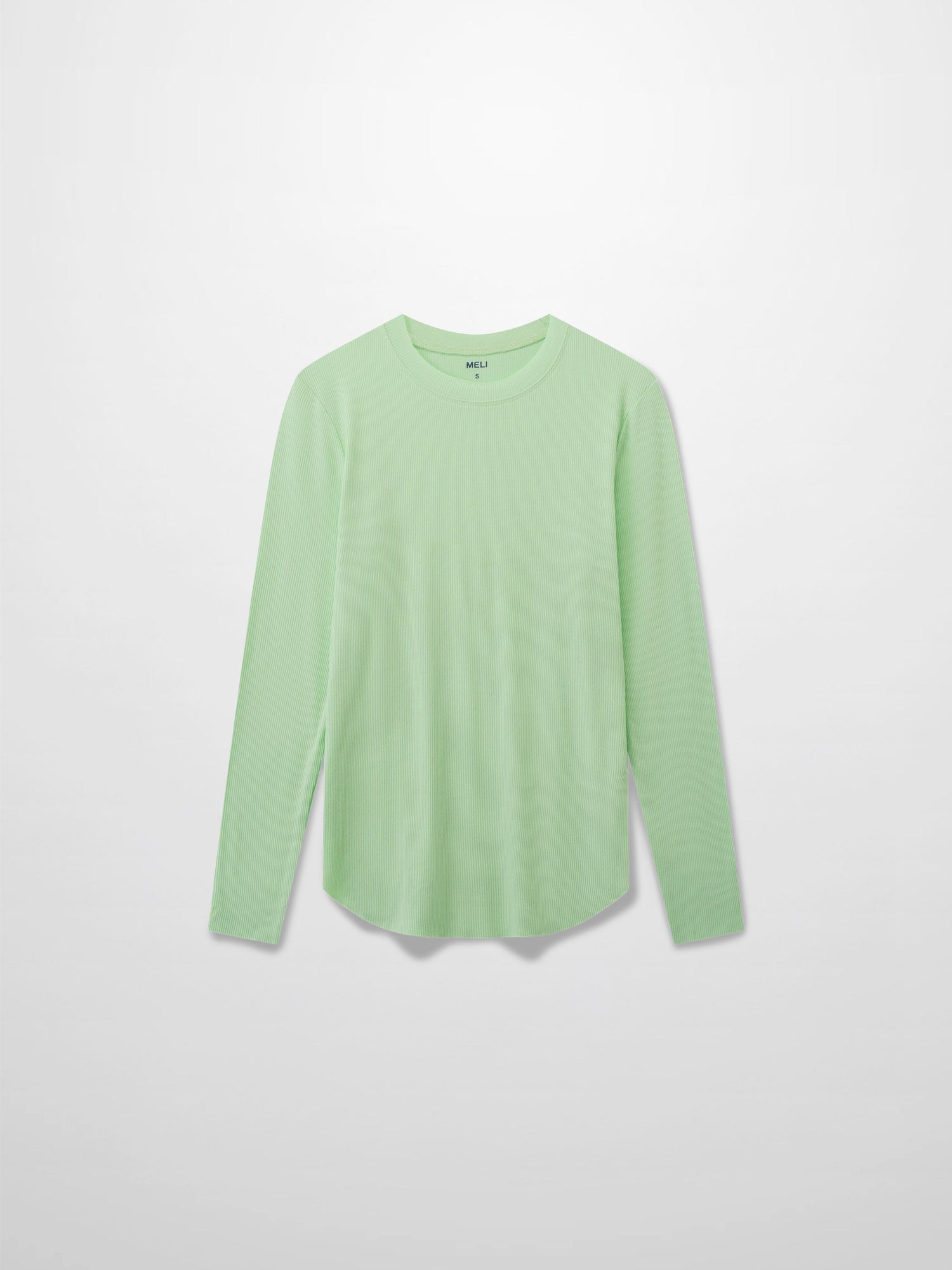 Rounded Hem Ribbed T-Shirt-Mint Green