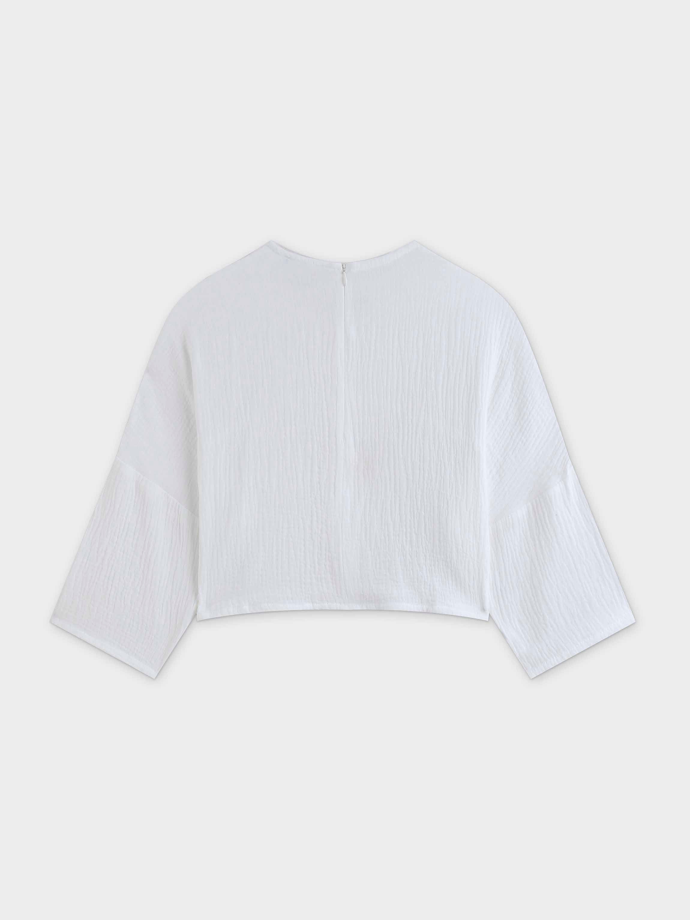 Gauze Crop Top-Ivory