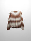 Flat Striped High V Long Sleeve-Brown/Yellow