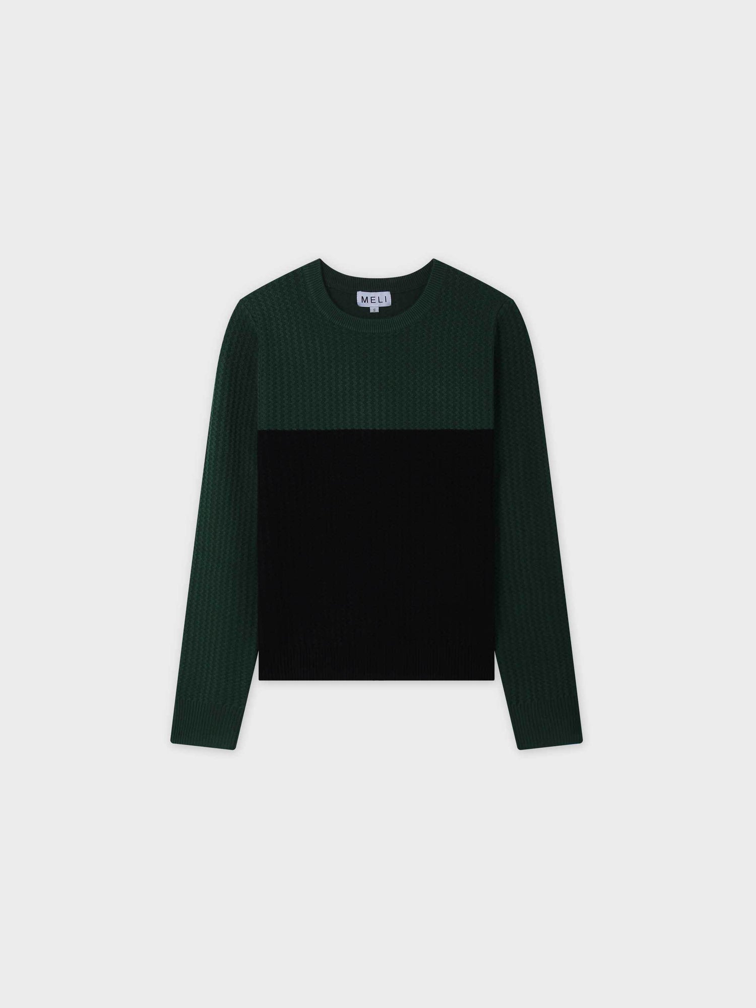 Waffle Wave Sweater-Green/Black