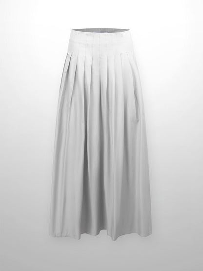 Full Pleated Skirt-Ice Grey