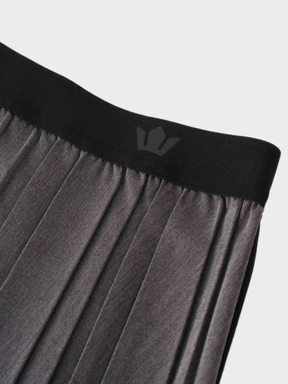 Color Block Pleated Skirt-Black/Grey