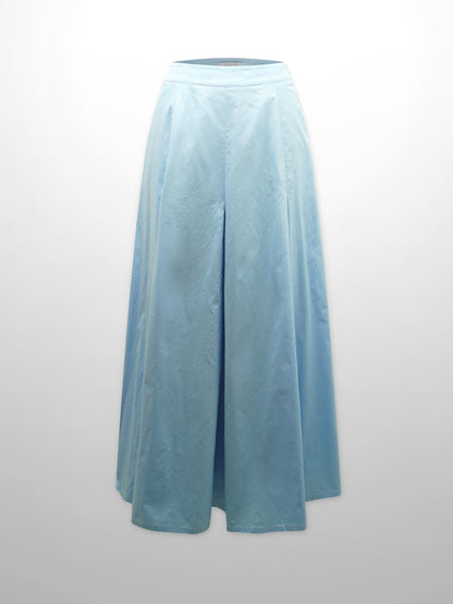 Stitch Down Cotton Pleated Skirt-Light Blue