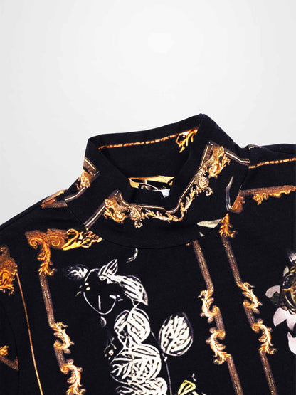Printed Modal Turtleneck-Floral Portrait