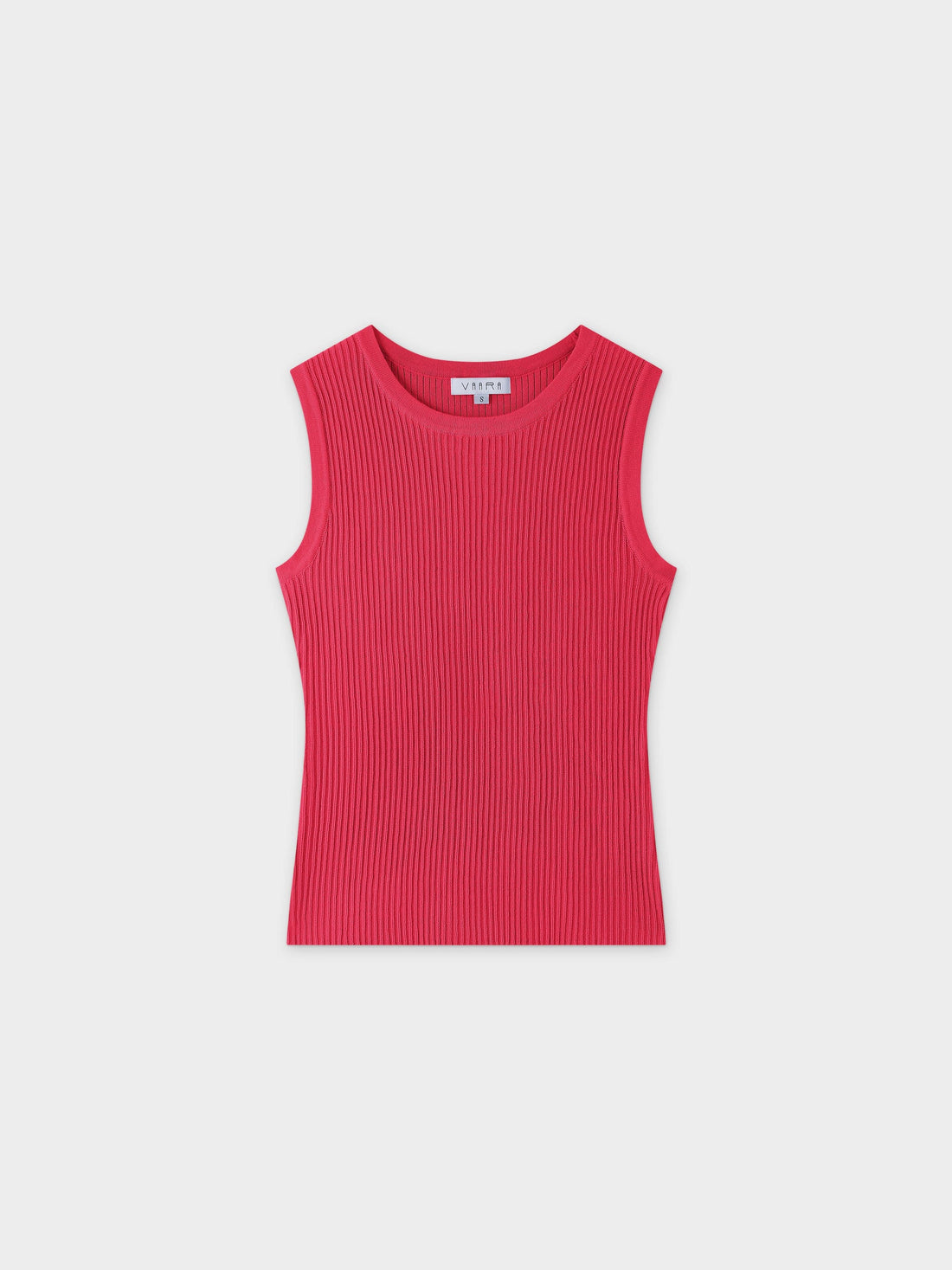 Sleeveless Ribbed Crew-Hot Pink