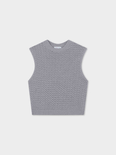 Box Weave Vest-Heathered Grey