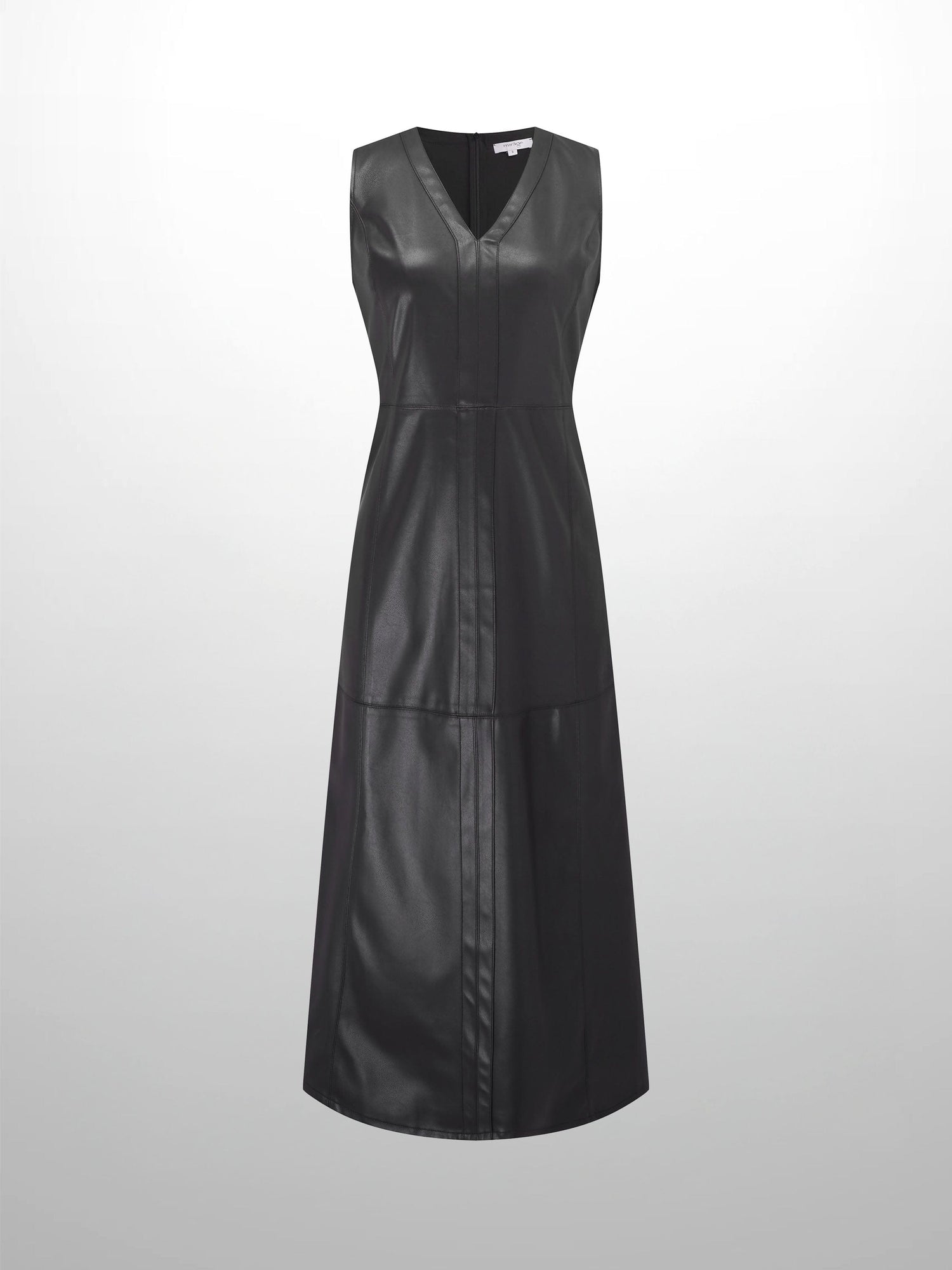 Faux Leather Seamed Jumper - Black