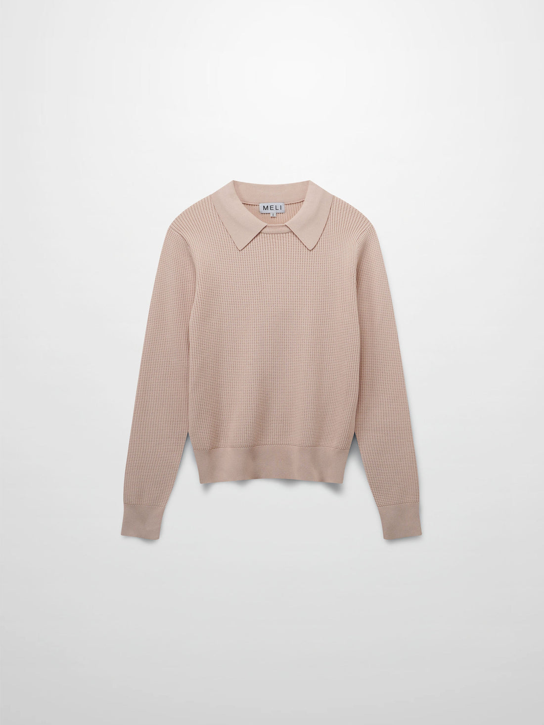Waffle Collared Sweater-Blush