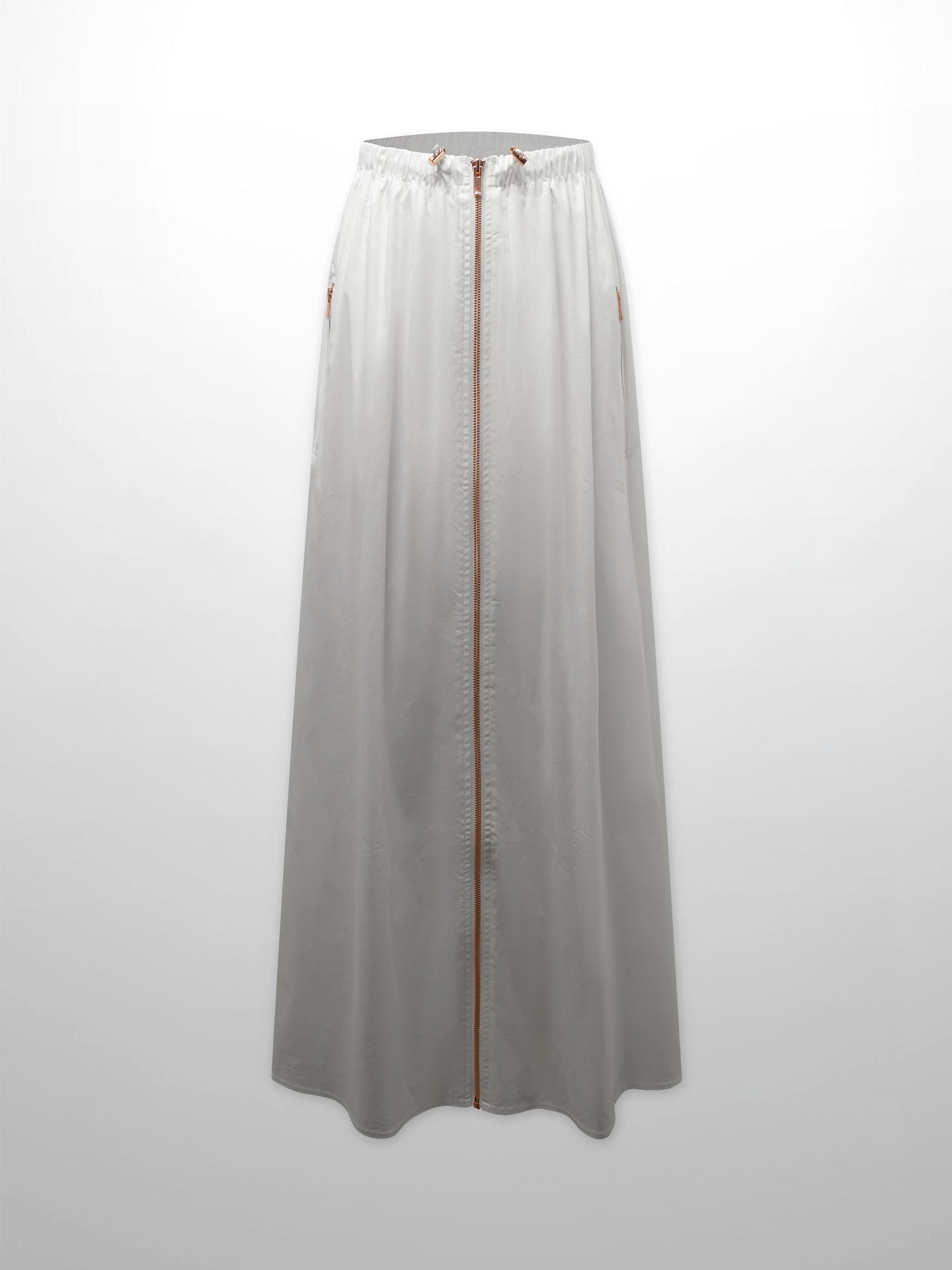 Front Zipper Cotton Circle Skirt-White