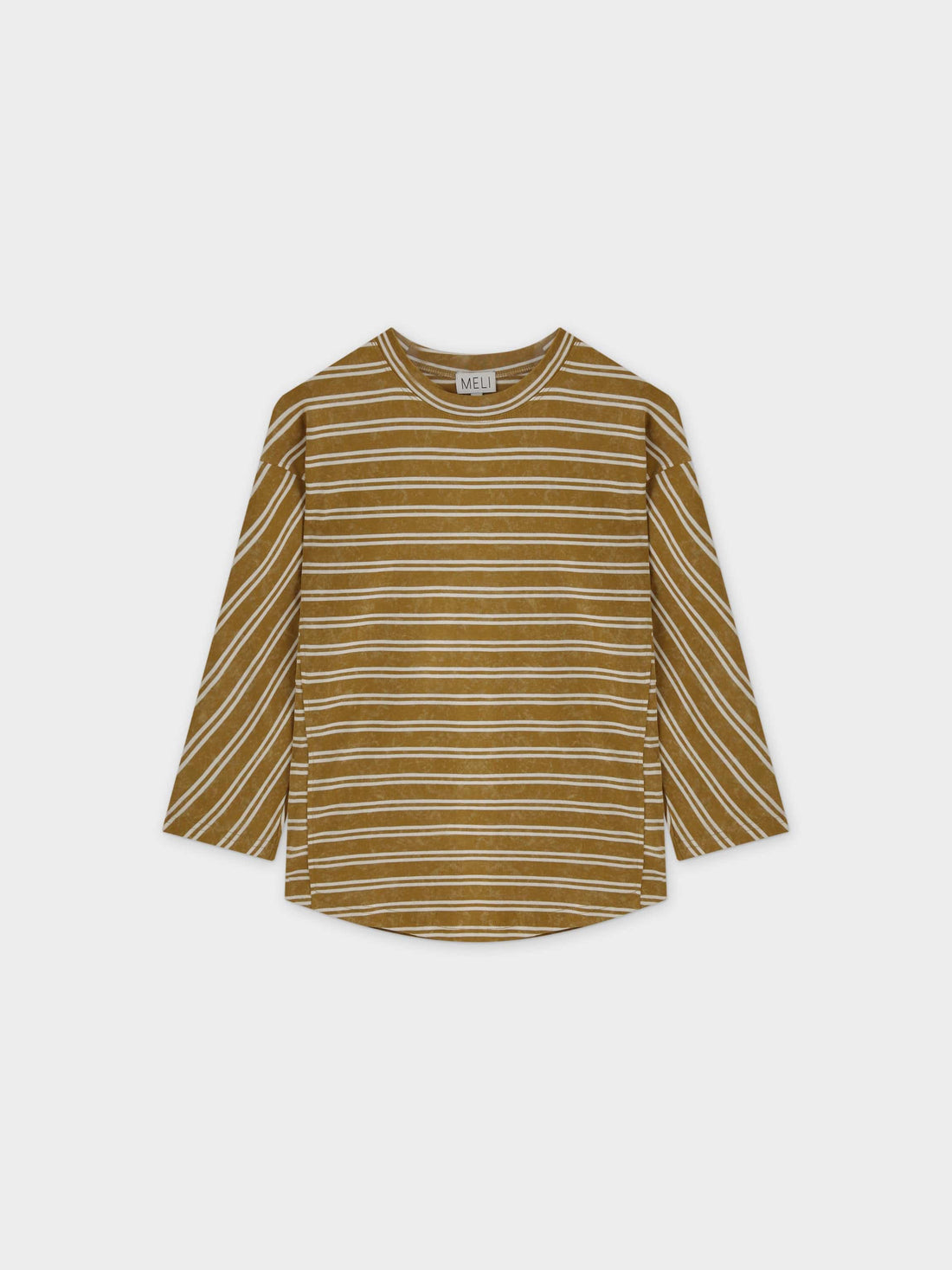 Striped Boxy Tee-Washed Tan